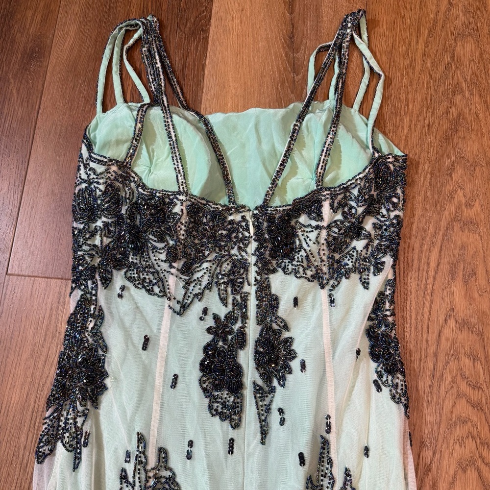 Vintage Y2K 100% Silk Beaded Dress Vintage Beaded Dress Mesh Vintage Prom Dress - Picture 14 of 17